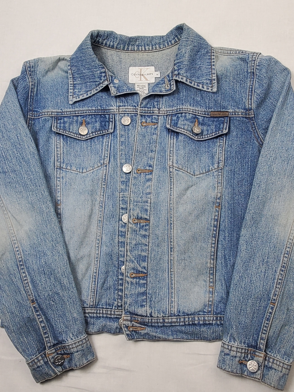 Vintage Calvin Klein Jeans Denim Jacket M Light Wash Denim Silver Buttons Women